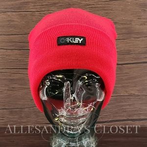 Oakley Hat Beanie B1B Red Line Gradient Logo Patch Knit Outdoor Winter Classic